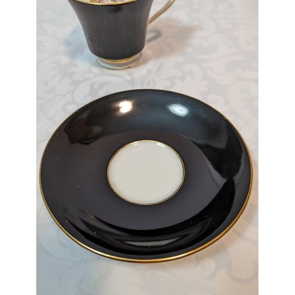 Vintage AYNSLEY Black Rose Teacup & Saucer - Picture 6 of 6
